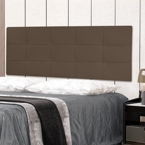 Cabeceira Painel Casal Queen 1,60m Roma Material Sintético Marrom Dal Poz Estofados