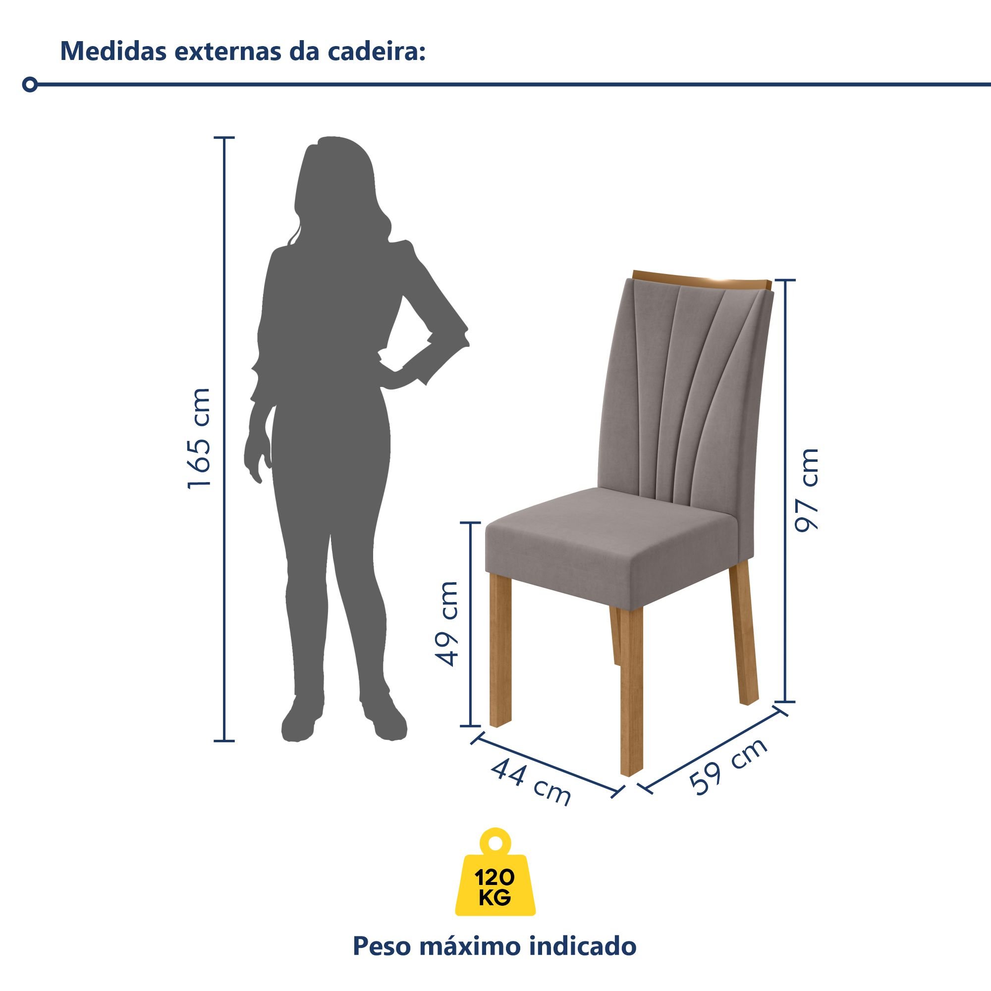 Conjunto 2 Cadeiras para Sala de Jantar Estofadas Apogeu - 7