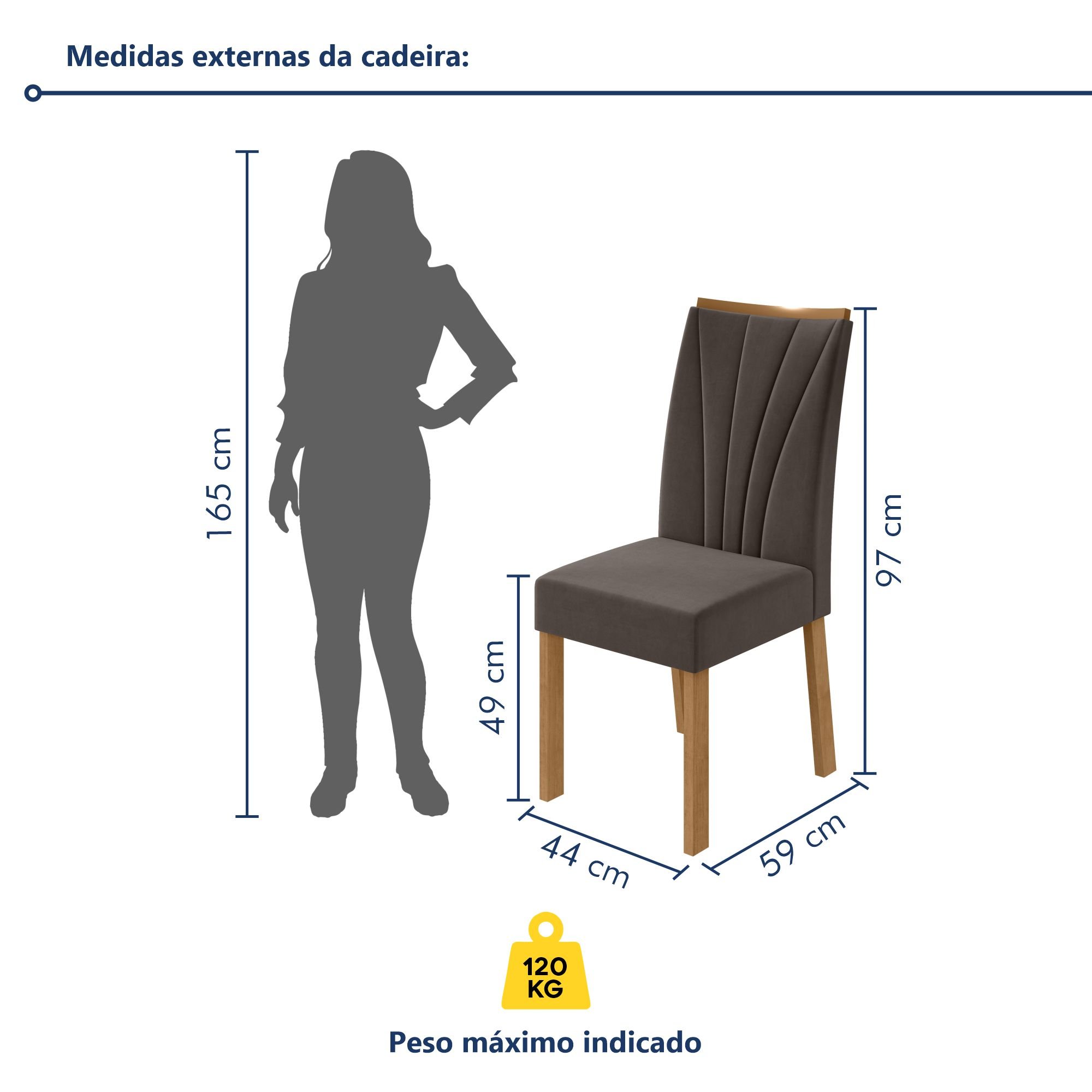 Conjunto 2 Cadeiras para Sala de Jantar Estofadas Apogeu - 7