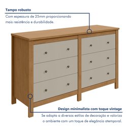 Cômoda 6 Gavetas em Mdp/mdf Maggiore New - 5
