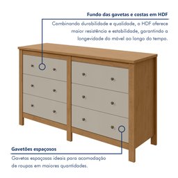 Cômoda 6 Gavetas em Mdp/mdf Maggiore New - 6