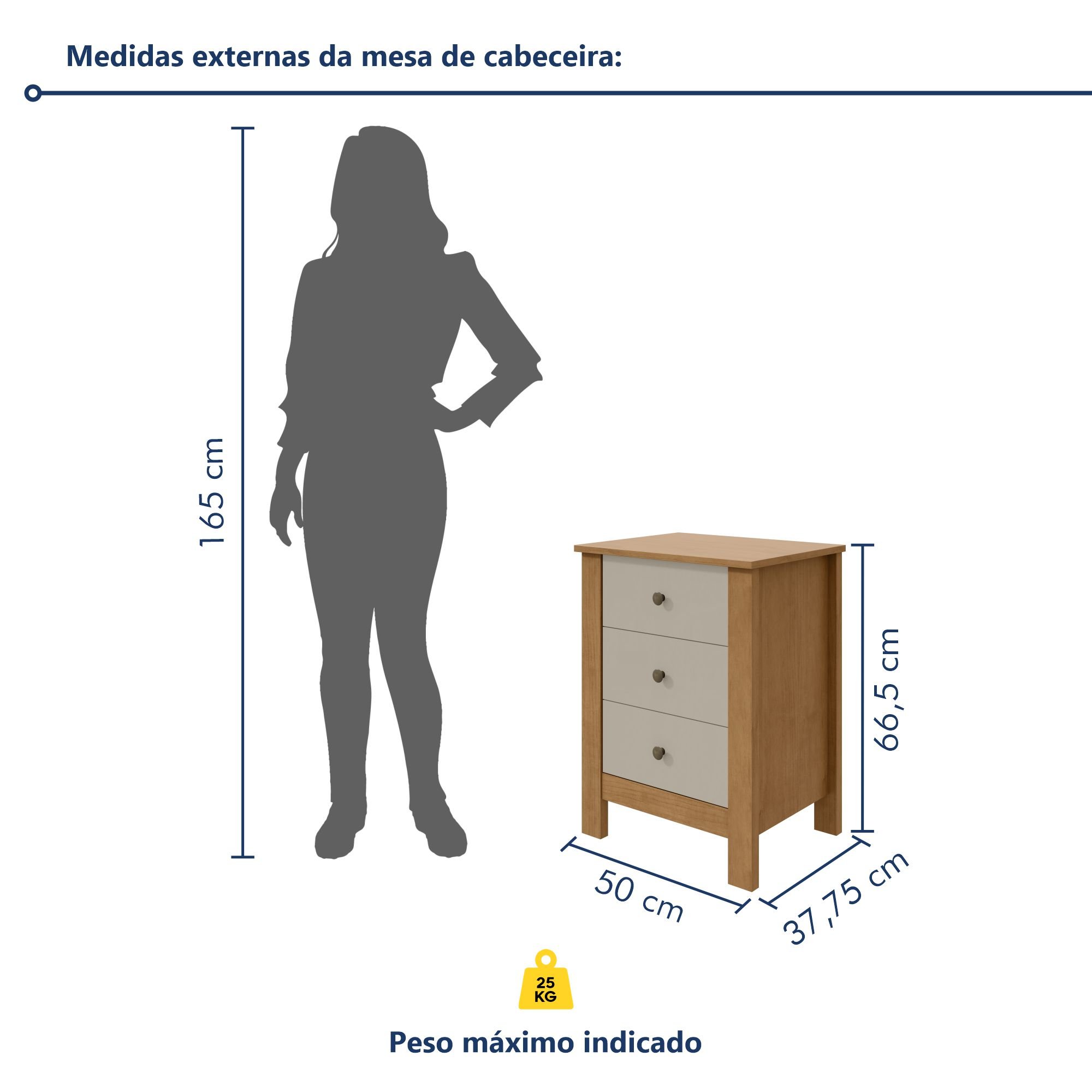 Mesa de Cabeceira 3 Gavetas Maggiore New - 6