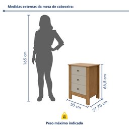 Mesa de Cabeceira 3 Gavetas Maggiore New - 7