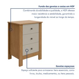 Mesa de Cabeceira 3 Gavetas Maggiore New - 6