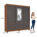 Ver imagem 2 de Guarda Roupa Casal 3 Portas 9 Gavetas Morretes com Espelho e Cômoda Marabá com Pés Jatobá Grafite -