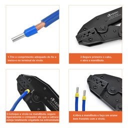 Alicate de Crimpar Terminais Ilhós Tubular 0,5 até 16mm² - 7