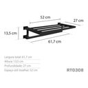 Ver imagem 3 de Toalheiro Rack 60 Cm Inox Preto Fosco - Kromus Rt0308b
