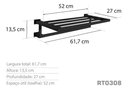 Ver imagem 3 de Toalheiro Rack 60 Cm Inox Preto Fosco - Kromus Rt0308b