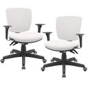 Ver imagem 1 de Kit 02 Cadeiras de Escritório Executiva Office Giratória Preto Baixa Flexi P03 Vinil Branco - Lyam L