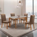 Ver imagem 1 de Mesa de Jantar Liz 120cm Tampo MDF Vidro Canto Copo com 4 Cadeiras Yasmin