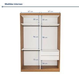 Guarda Roupa Solteiro Premium Lila 138cm com Espelho 2 Portas 2 Gavetas Minastex        - 10