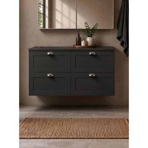 Gabinete para Banheiro com Tampo 120cm Retro MDF Grafite Milano - On Móveis