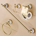 Ver imagem 1 de Kit De Acessório Banheiro Em Metal Dourado Lavabo 4 Peças