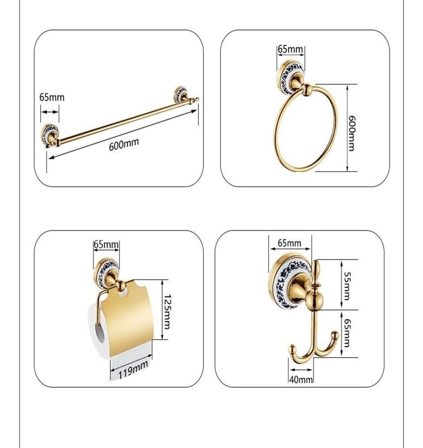 Kit De Acessório Banheiro Em Metal Dourado Lavabo 4 Peças - 6