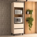 Ver imagem 1 de Armário Torre Quente Koya 70x214cm com 2 Portas e Gaveta Creme 250010