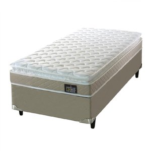 Cama Box Solteiro Colchão D45 com Pillow Top Hellen 88x188x62cm Bege - Suporta até 150kg por