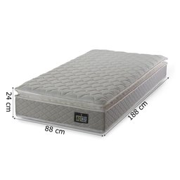 Cama Box Solteiro Colchão D45 com Pillow Top Hellen 88x188x62cm Bege - Suporta até 150kg por - 10