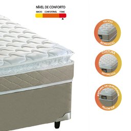 Cama Box Solteiro Colchão D45 com Pillow Top Hellen 88x188x62cm Bege - Suporta até 150kg por - 6