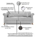 Ver imagem 6 de Kit 2 Poltronas e Sofá Living 2 Lugares 1,60m Vênus Linho Cinza Pés Castanho - Pallazio