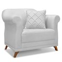 Ver imagem 4 de Kit 2 Poltronas e Sofá Living 2 Lugares 1,60m Vênus Linho Cinza Pés Castanho - Pallazio