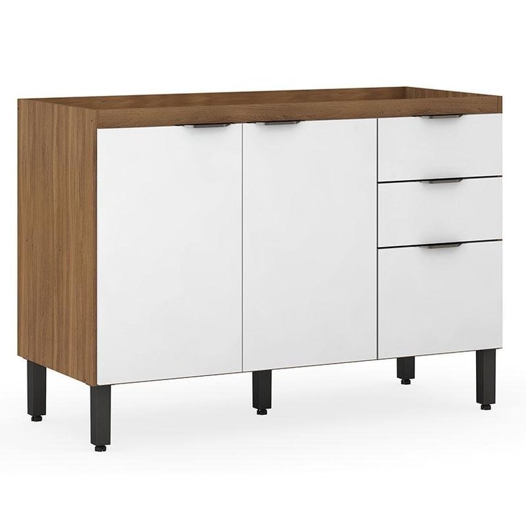 Balcão para Pia Firenze 120 cm Amêndola Branco - Demóbile