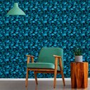 Ver imagem 1 de Papel de Parede Folhagem Azul Tacolado Papel de Parede 0,58 X 3,00m Premium - Fundo Bloqueador
