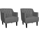 Ver imagem 1 de Kit 2 Poltronas Decorativa Alice Suede Cinza Pés Madeira Ms Decor