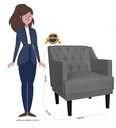 Ver imagem 3 de Kit 2 Poltronas Decorativa Alice Suede Cinza Pés Madeira Ms Decor
