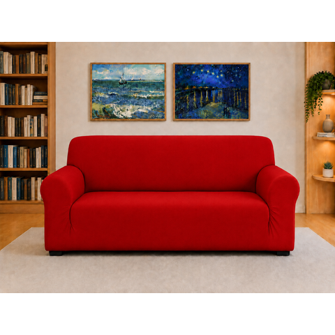Capa Sofá 3 Lugares Malha Gel Coladinha Elástica - Vermelho