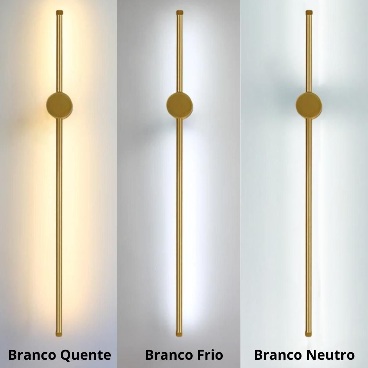 Ver imagem 2 de Luminária Arandela 60cm Parede 360° Led 3x1 Barra Luz Indireta Gimpo Kjbd-171-gold-60