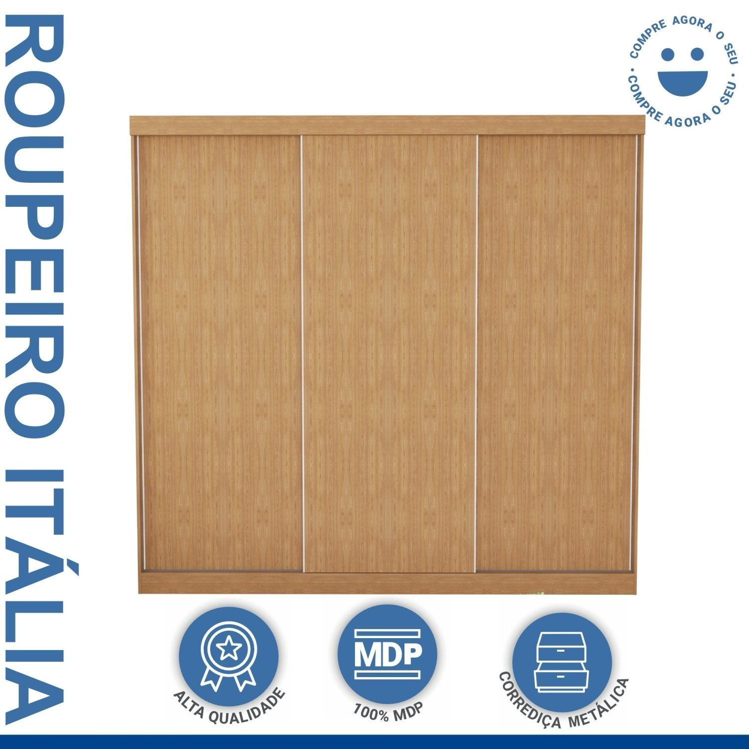 Guarda Roupa Casal Premium Itália 205,9cm 3 Portas 4 Gavetas Espresso Móveis - 3