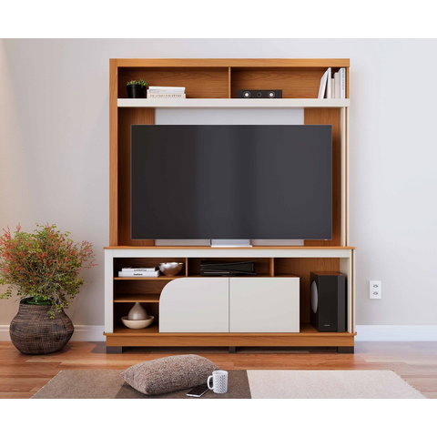 Estante Belaya 160m para Tv's de até 65 Polegadas - Freijó/ Off White Matte Colibri