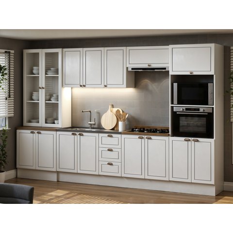 Cozinha Completa 6pçs Americana Branco/ebano C/ Rodape