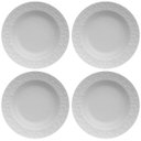 Ver imagem 1 de Jogo 4 Pratos Fundos Redondos 23,5cm em Porcelana com Relevo Tassel Germer Branco