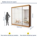 Ver mais imagens de Guarda Roupa Casal Premium Isabela 205,9cm com Espelho 3 Portas 4 Gavetas Yescasa Marrom/Carvalho