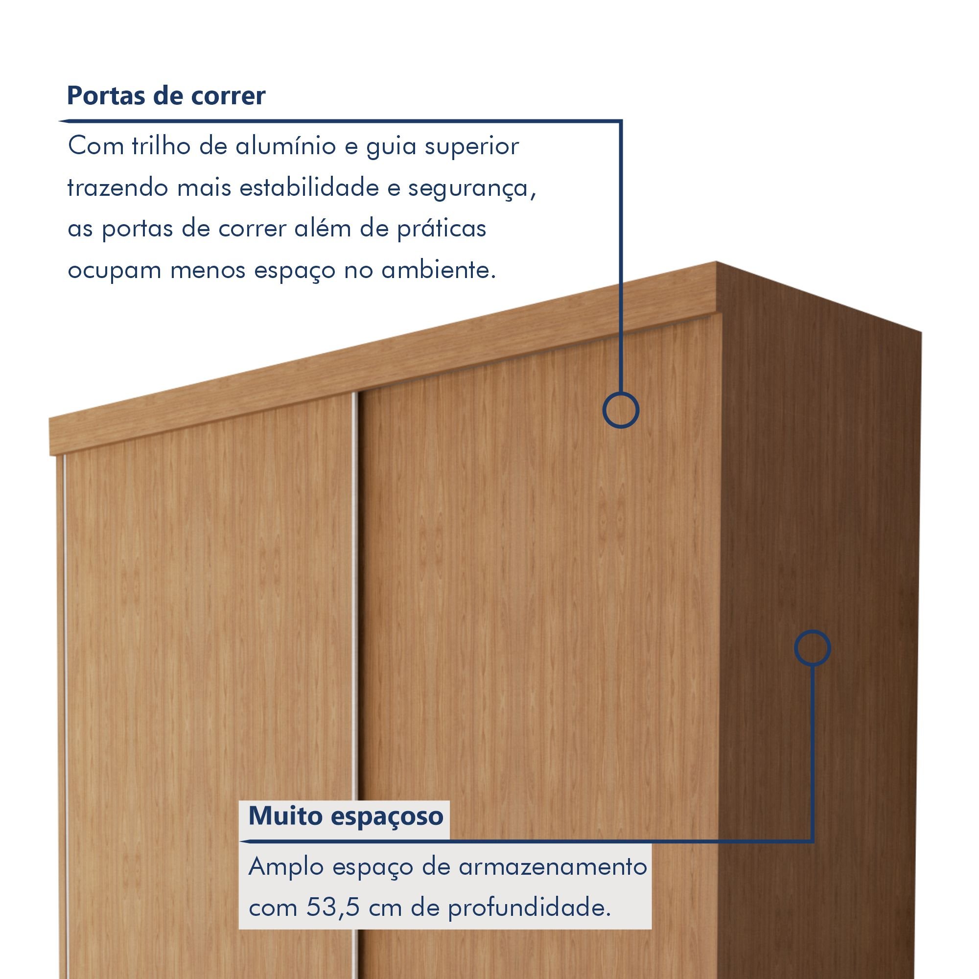 Guarda Roupa Solteiro Premium Salvador 138cm 2 Portas  2 Gavetas Minastex - 3