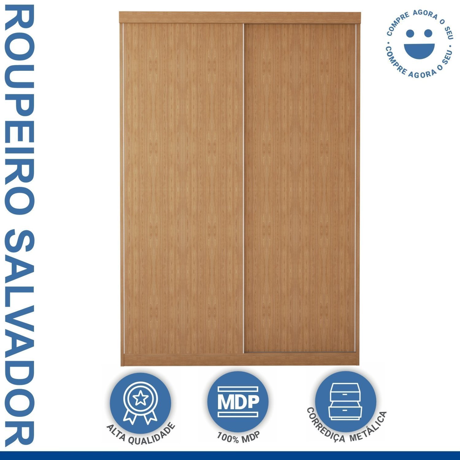 Guarda Roupa Solteiro Premium Salvador 138cm 2 Portas  2 Gavetas Minastex - 3