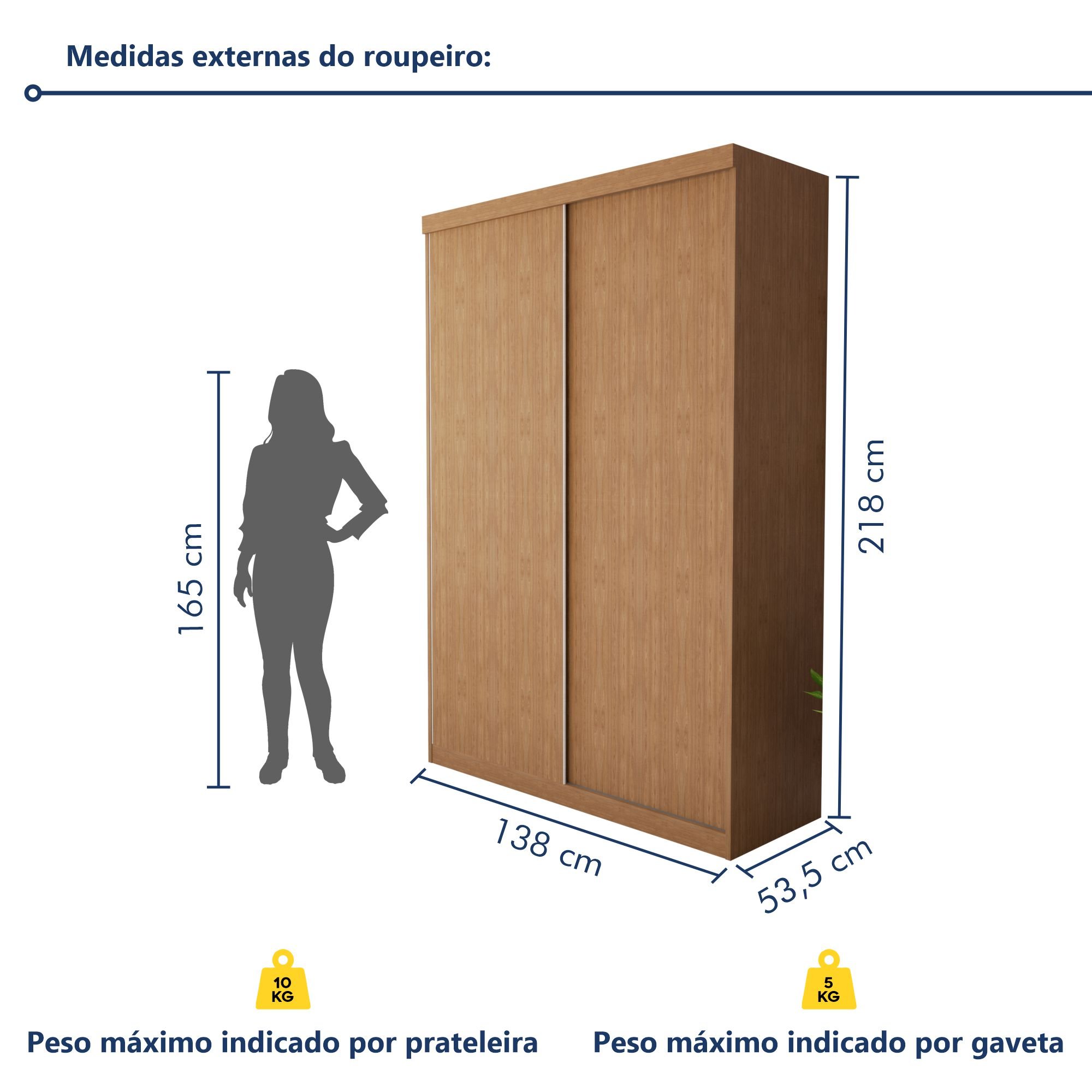 Guarda Roupa Solteiro Premium Salvador 138cm 2 Portas  2 Gavetas Minastex - 9