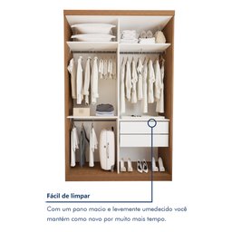 Guarda Roupa Solteiro Premium Salvador Top 138cm com Espelho 2 Portas 2 Gavetas Minastex      - 8