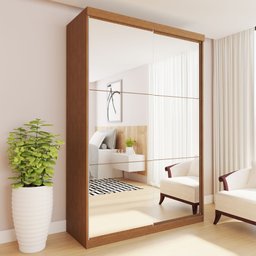 Guarda Roupa Solteiro Premium Salvador Top 138cm com Espelho 2 Portas 2 Gavetas Minastex      - 2