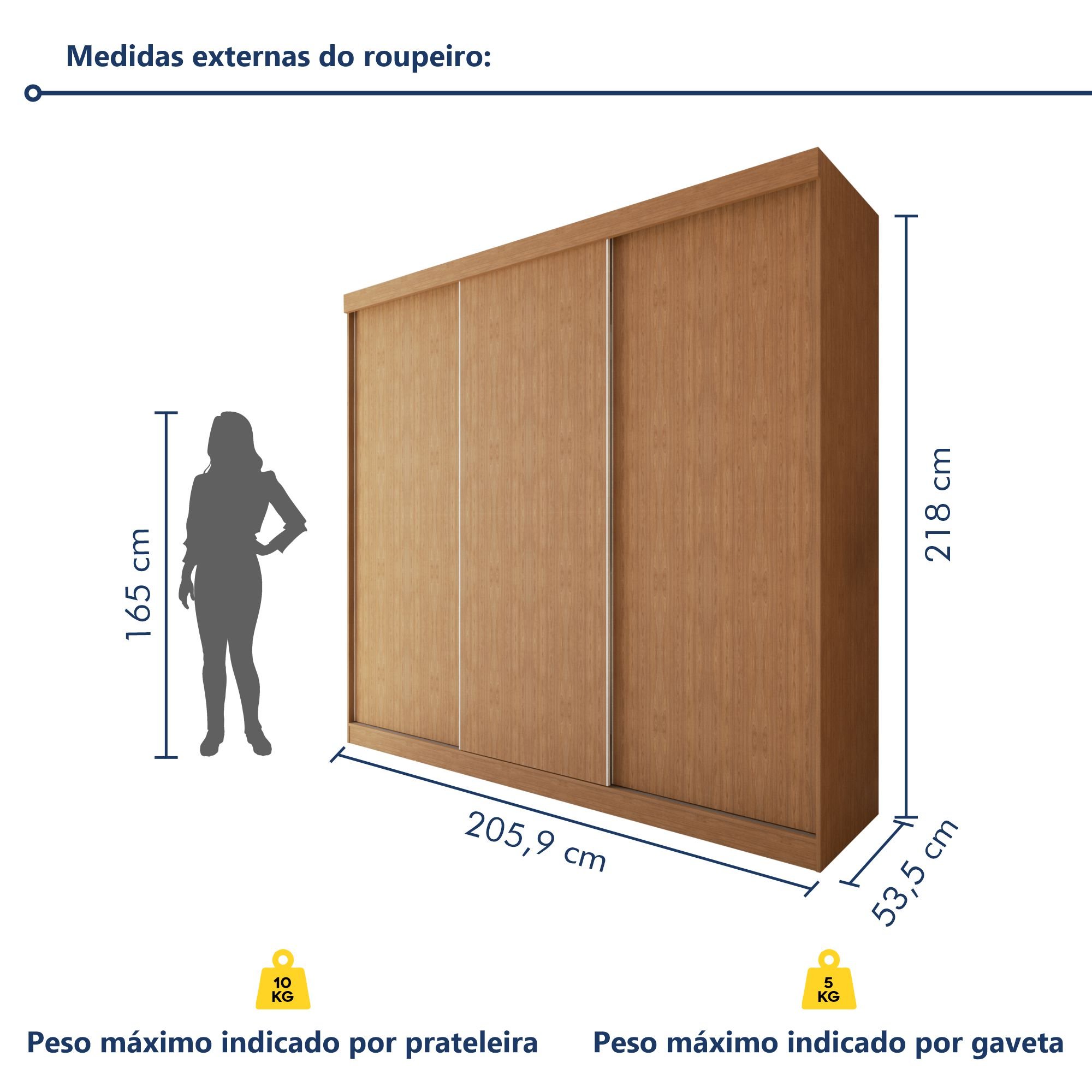 Guarda Roupa Casal Premium Cronos 205,9cm 3 Portas 4 Gavetas Minastex - 8