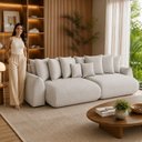 Ver imagem 6 de Sofá Retrátil 4 Lugares Linho Armani 2,50 Mts Cinza Claro