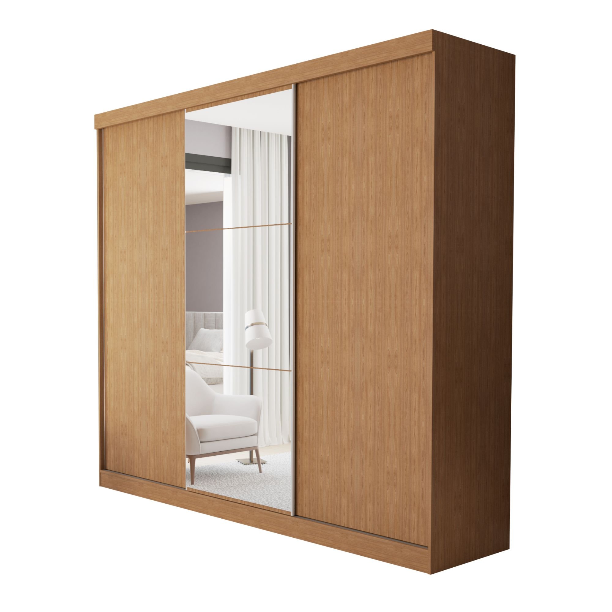 Guarda Roupa Casal Premium Barcelona 205,9cm com Espelho 3 Portas 4 Gavetas Minastex      - 12