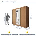 Ver mais imagens de Guarda Roupa Casal Premium Barcelona 205,9cm com Espelho 3 Portas 4 Gavetas Minastex