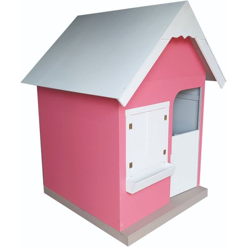 Casa Casinha de Boneca Rosa Branco Mdf + Mini Móveis Montados em