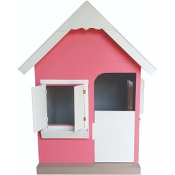 Casinha Infantil Boneca Compacta 1,00 x 1,00 em MDF - Rosa/ Branco - 3