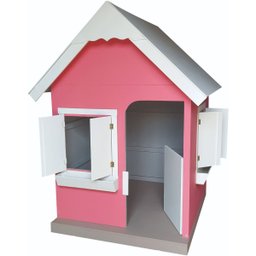 Casinha Infantil Boneca Compacta 1,00 x 1,00 em MDF - Rosa/ Branco - 6