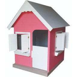 Casinha Infantil Boneca Compacta 1,00 x 1,00 em MDF - Rosa/ Branco - 1