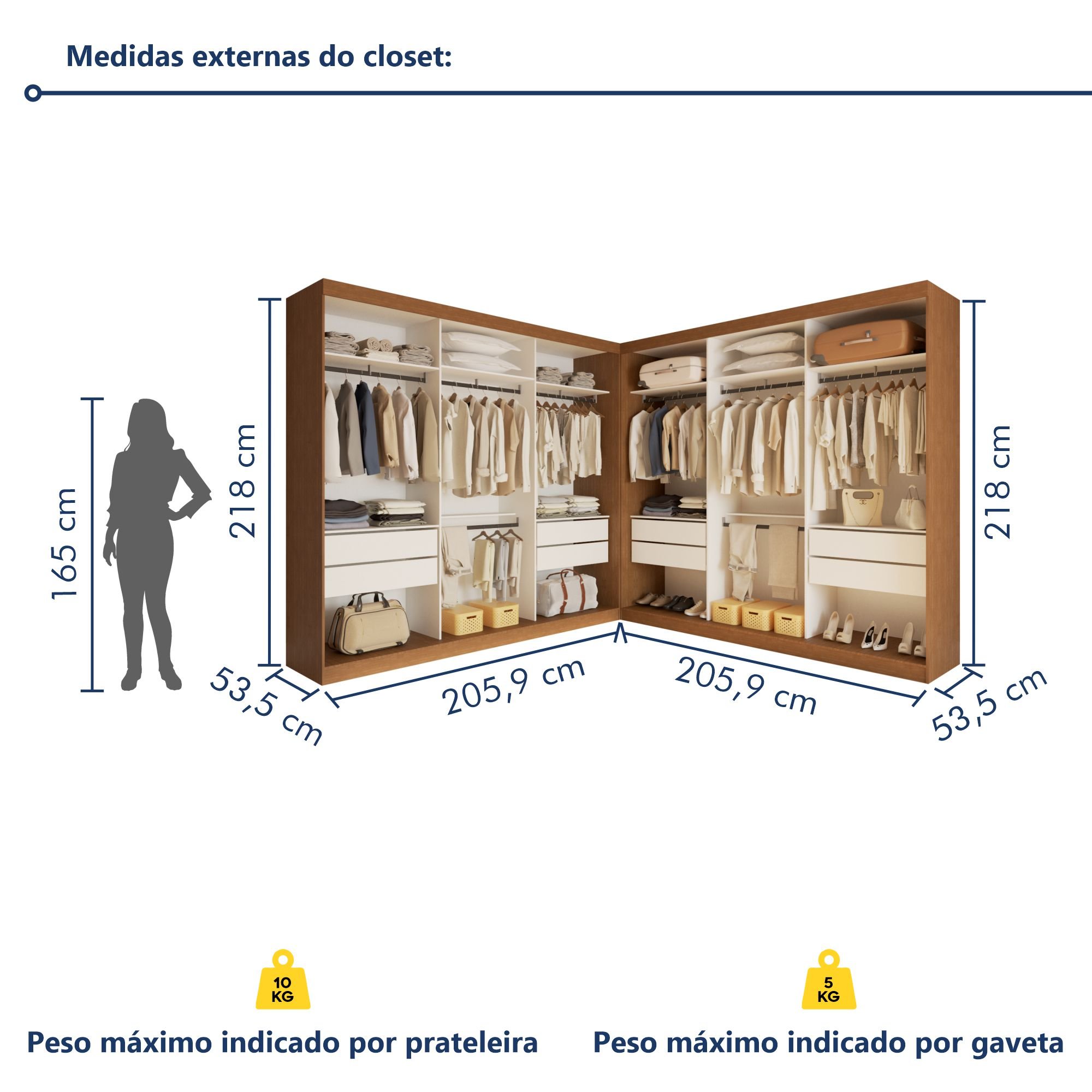 Closet Casal sem Portas 8 Gavetas Paris Duo Premium - 8