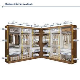 Closet Casal sem Portas 8 Gavetas Paris Duo Premium - 4